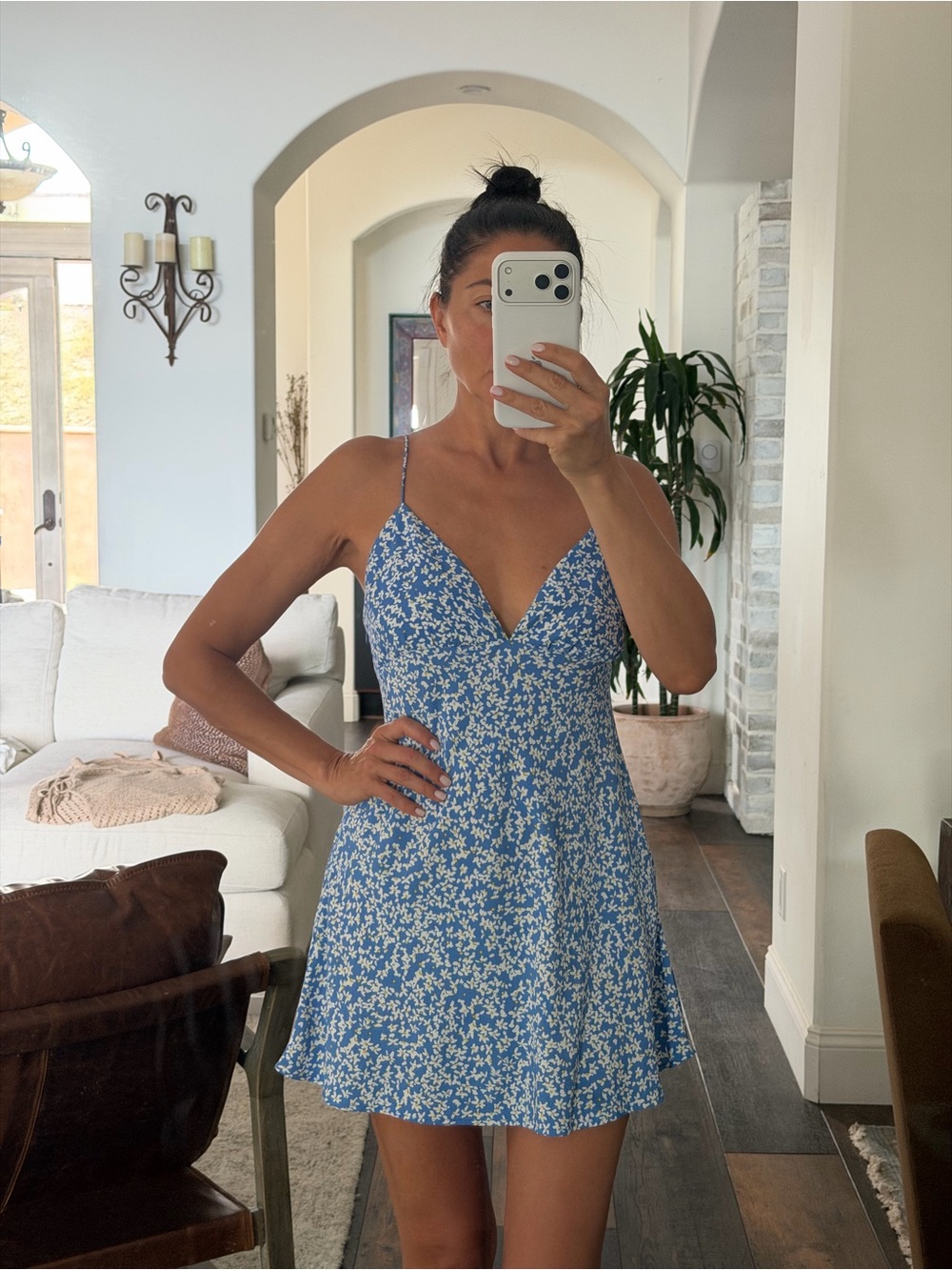 Zara Blue Floral Slip Mini Dress